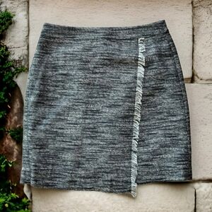 LOFT Wrap-Style Fringe Mini Skirt Sz 0